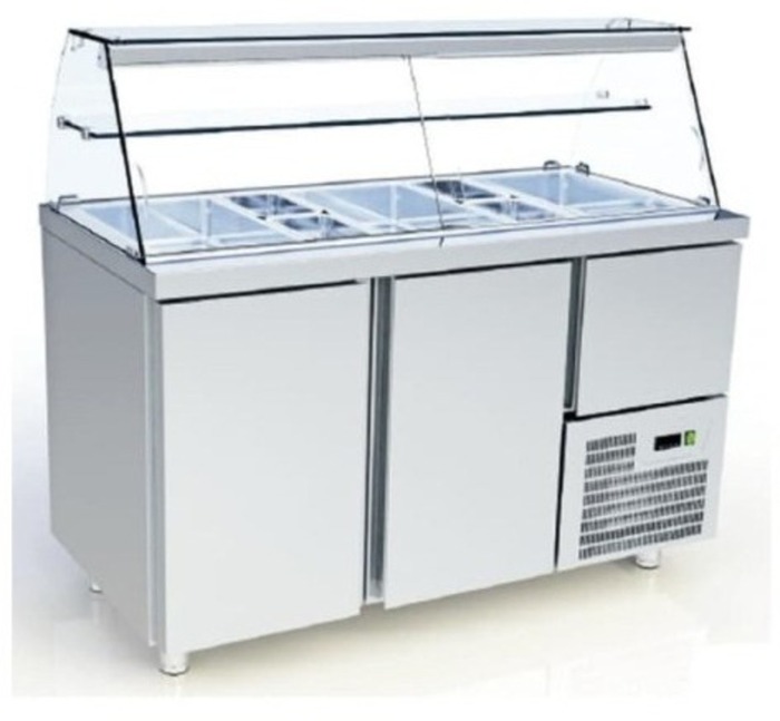 ΨΥΓΕΙΟ ΣΑΛΑΤΩΝ ΜΕ ΜΗΧΑΝΗ ΚΑΤΩ ΚΑΙ ΤΖΑΜΙ 1380Χ700Χ1300 DINOX