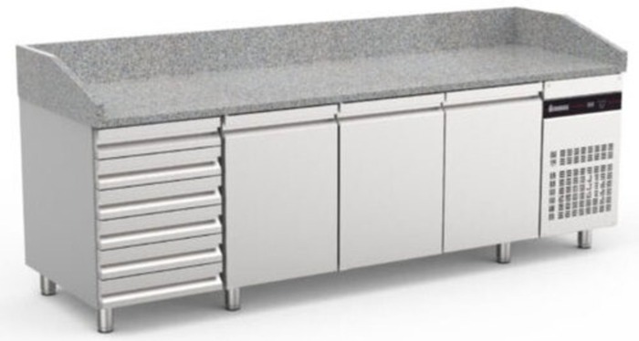 ΨΥΓΕΙΟ ΠΙΤΣΑΣ ΜΕ ΓΡΑΝΙΤΗ, 3 ΠΟΡΤΕΣ & ΟΥΔΕΤΕΡΗ ΣΥΡΤΑΡΙΕΡΑ INOMAK PIZC888/ND/I/G