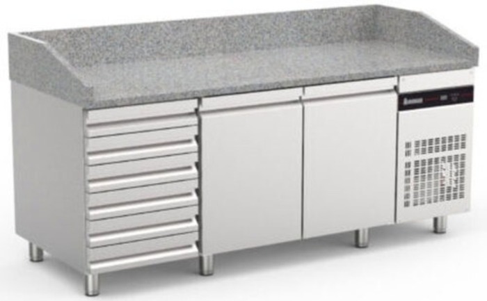 ΨΥΓΕΙΟ ΠΙΤΣΑΣ ΜΕ ΓΡΑΝΙΤΗ, 2 ΠΟΡΤΕΣ & ΟΥΔΕΤΕΡΗ ΣΥΡΤΑΡΙΕΡΑ INOMAK PIZC88/ND/I/G