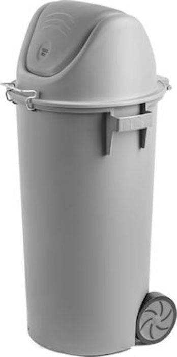 Γκρι κάδος με αιωρούμενο καπάκι γκρι και ρόδες 80 L ΚΠ85Γ