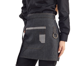 Ποδιά μέσης γονάτου μαύρη τζιν με κρίκο και τσέπη 65x42hcm 100%cot 25-00-241